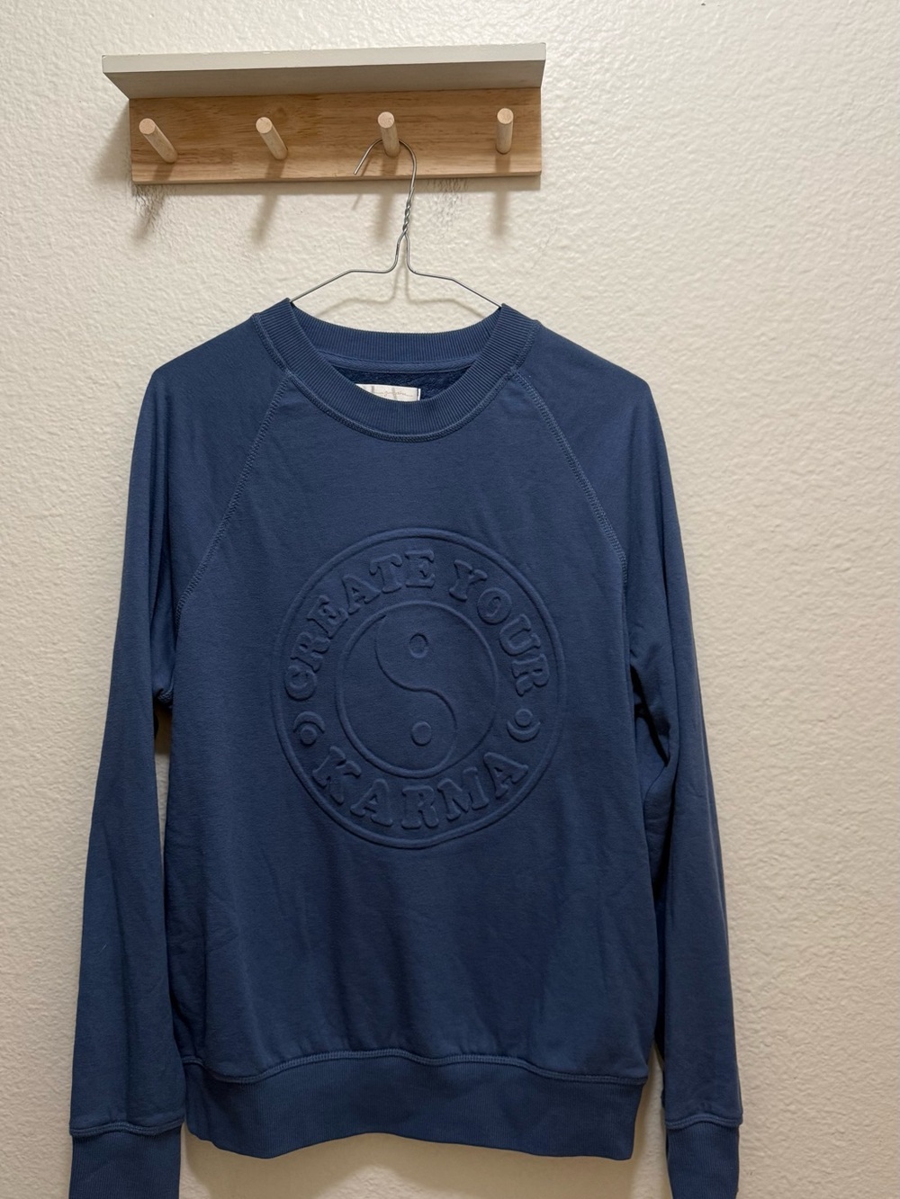 Spiritual Gangster Create Your Karma Yin Yang Sweatshirt Navy M - Picture 2 of 4